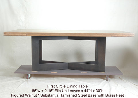 86"x 44" Dining Table with 2 - 15" Leaves - Steel Base