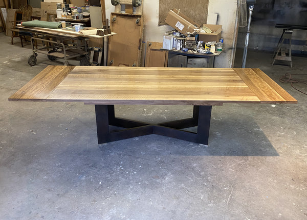 86"x 44" Dining Table with 2 - 15" Leaves - Steel Base