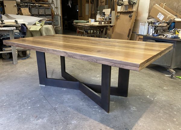 86"x 44" Dining Table with 2 - 15" Leaves - Steel Base